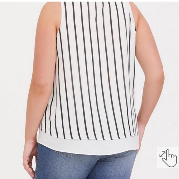 Torrid | Georgette White Black Swing Top - Picture 2 of 9